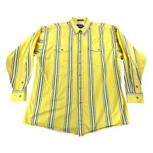 Vtg Panhandle Slim XL Western Shirt 100% Cotton Yellow Striped
